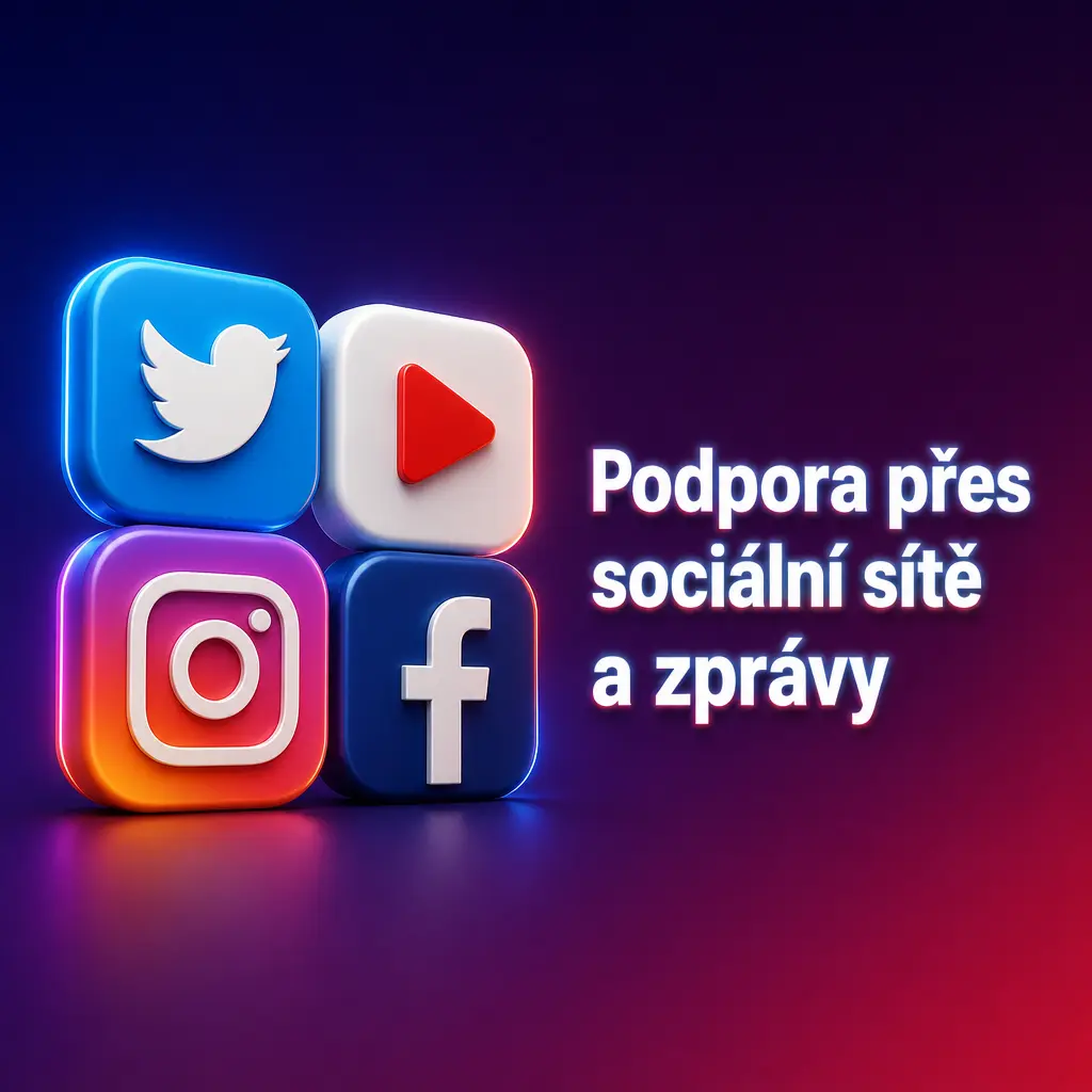 Podpora Rabona přes sociální sítě a zprávy pro obecné dotazy, bez sdílení citlivých údajů o účtu.