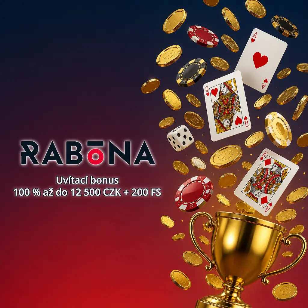 Rabona uvítací bonus 100 % až 12 500 CZK a 200 free spinů za první vklad do online casina