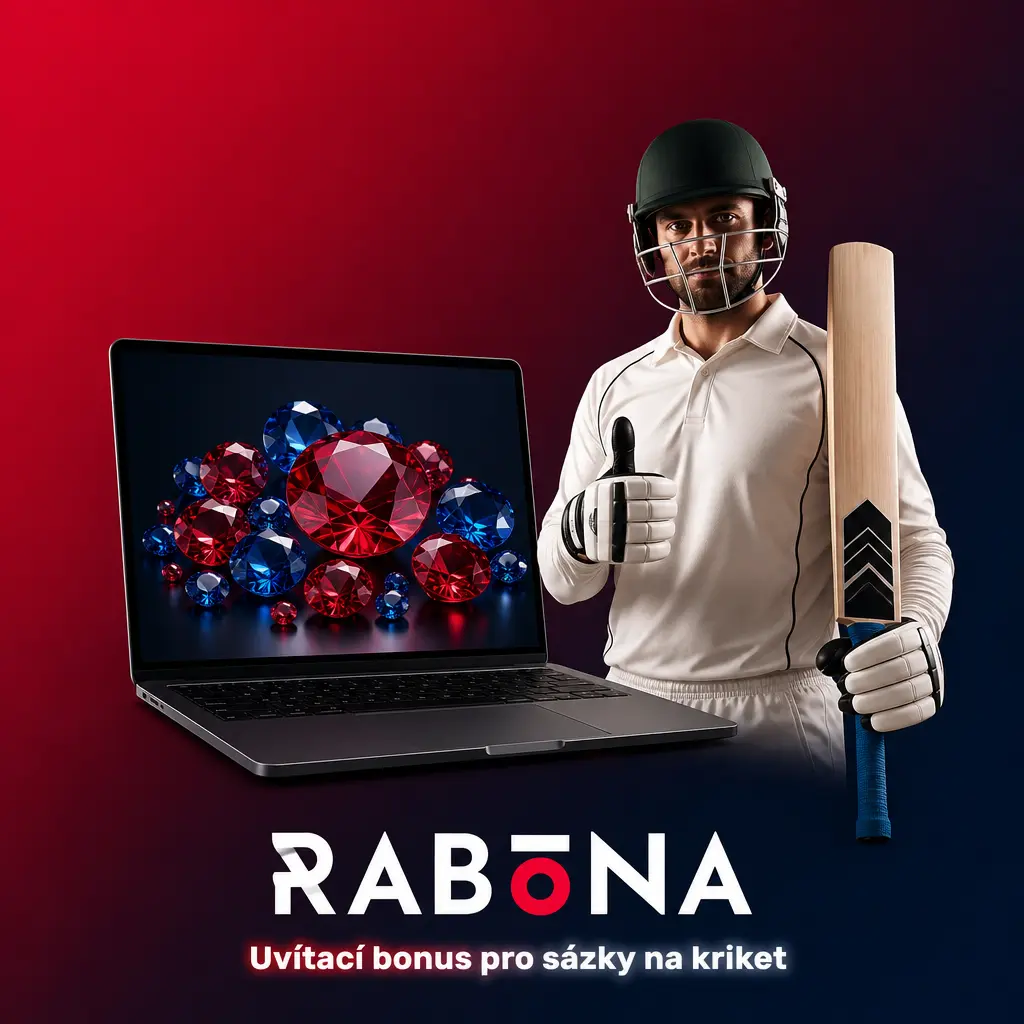 Rabona: uvítací bonus 100 % až 12 500 CZK + 200 FS pro sázky na kriket, vklad od 500 CZK