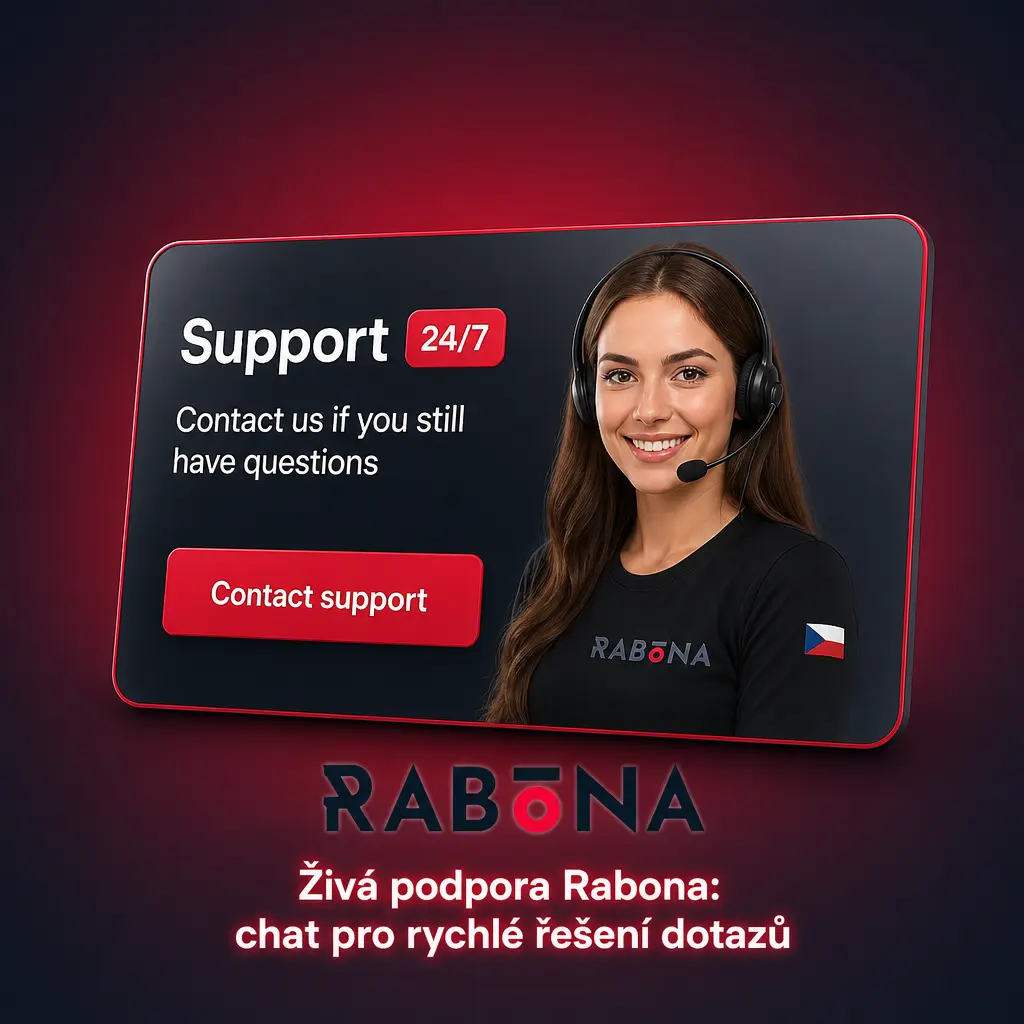 Živý chat podpory Rabona pro rychlé řešení dotazů o účtu, vkladech a výběrech